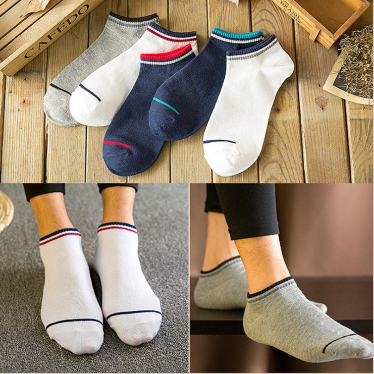 Combo 5 đôi vớ tất nam nữ ngắn cổ dáng lười viền cổ Hàn Quốc siêu hot Thời Trang TN04
