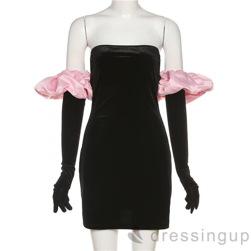 Đầm Ôm Dáng Tay Phồng Dài Hở Vai Gợi Cảm Thời Trang Nữ Mùa Đông