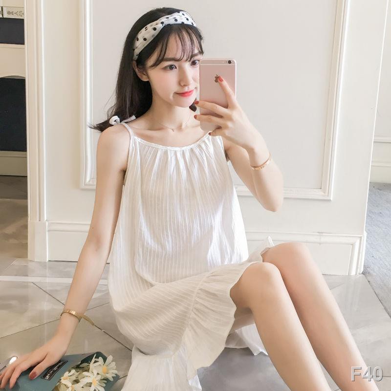 váy ngủ nữ cotton phong cách công chúa hàn quốc sexy sinh ban ngày dây treo học tiểu Tươi và đáng yêuV