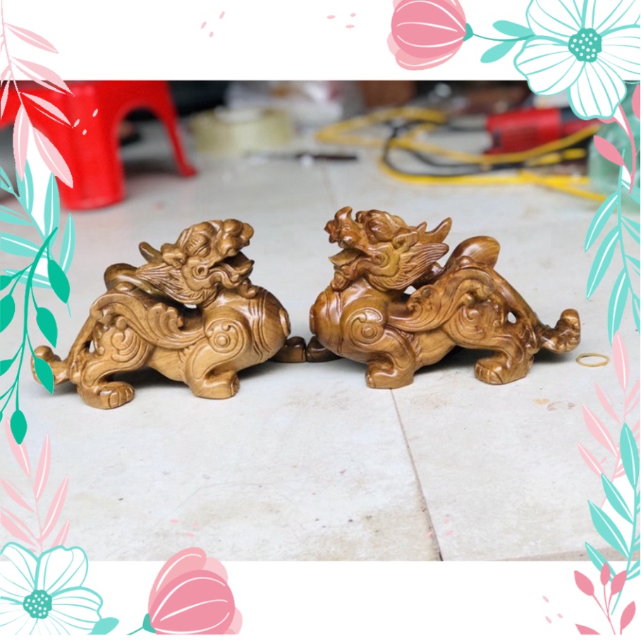 Cặp tượng tỳ hưu gỗ bxanh