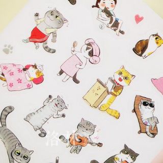 Set 6 tấm sticker mèo đen  ST07