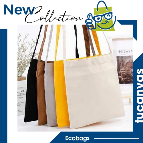 Túi tote đeo chéo vải canvas màu trơn, size to đi học giá rẻ TUCANVAS TCV97 ECOBAGS