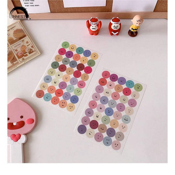 Bộ 6 Miếng Dán Hình Tròn Họa Tiết Hoạt Hình Trang Trí Sổ Tay
