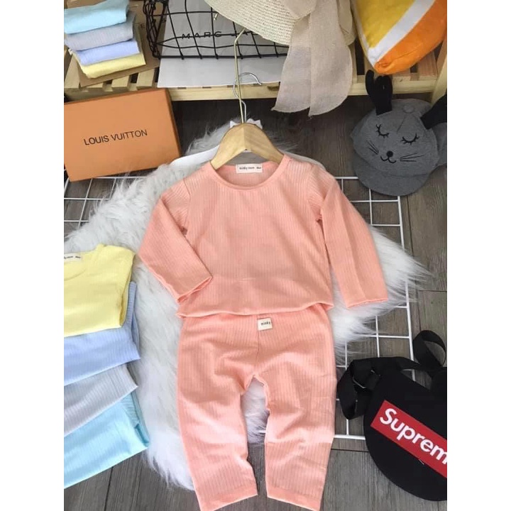 Bộ Dài Tay Cho Bé Chất Cotton Tăm Tre Mặc Nằm Điều Hòa, Mặc Thu Đông K022