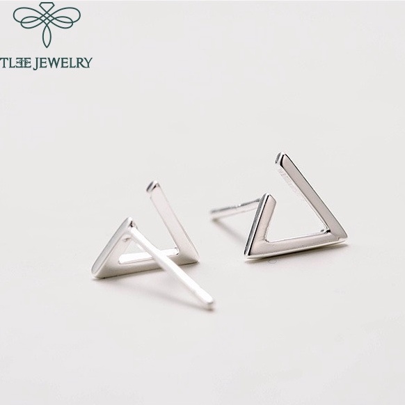 Khuyên tai bạc nữ Tlee basic tai tam giác mở basic cá tính TleeJewelry B0140