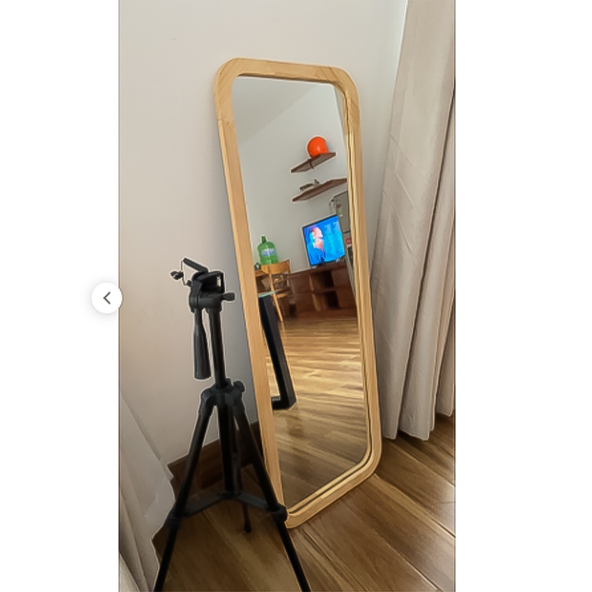 Gương đứng soi toàn thân viền gỗ dựa tường treo tường dây thừng giá rẻ, tặng phụ kiện kt 45x120cm guonghoangkim mirror