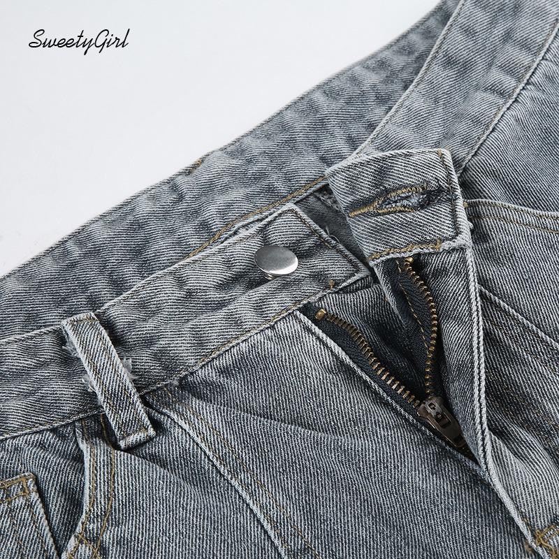 Quần Jean Dài Eo Thấp Dáng Rộng Phối Màu Tương Phản Thời Trang 2022 Cho Nữ