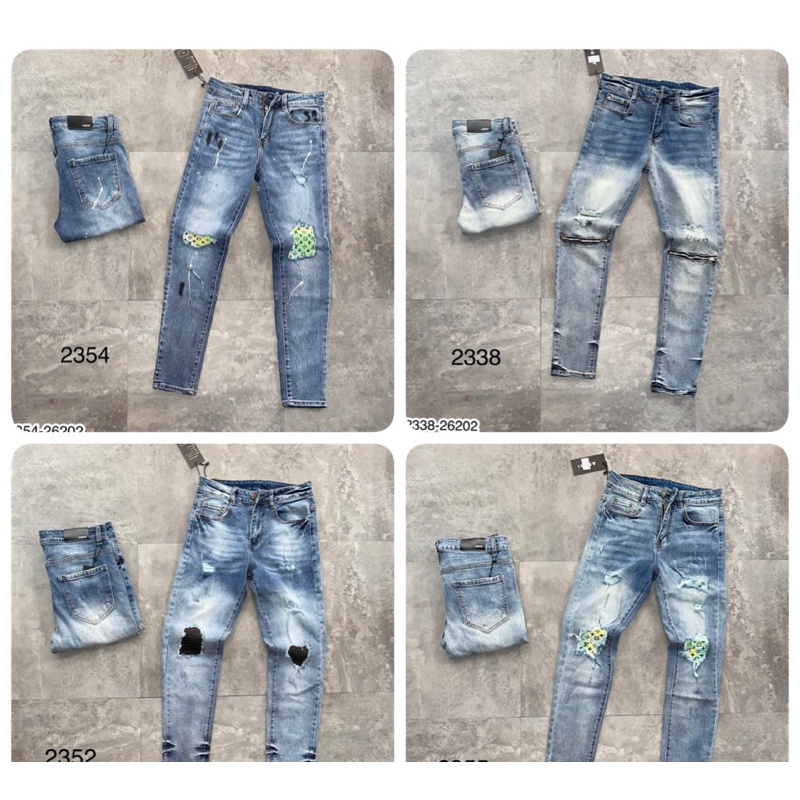 Quần Jeans AMR Nam Rách Vá Khoá Xanh Siêu Đẹp - Quần Bò Nam Nhiều Mẫu Mới Đa Dạng Đang Siêu Hot Trend Hiện Nay