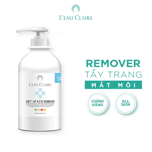Nước tẩy trang mắt môi làm sạch sâu L'eau Claire Soft Lip &amp; Eye Remover 1000ml