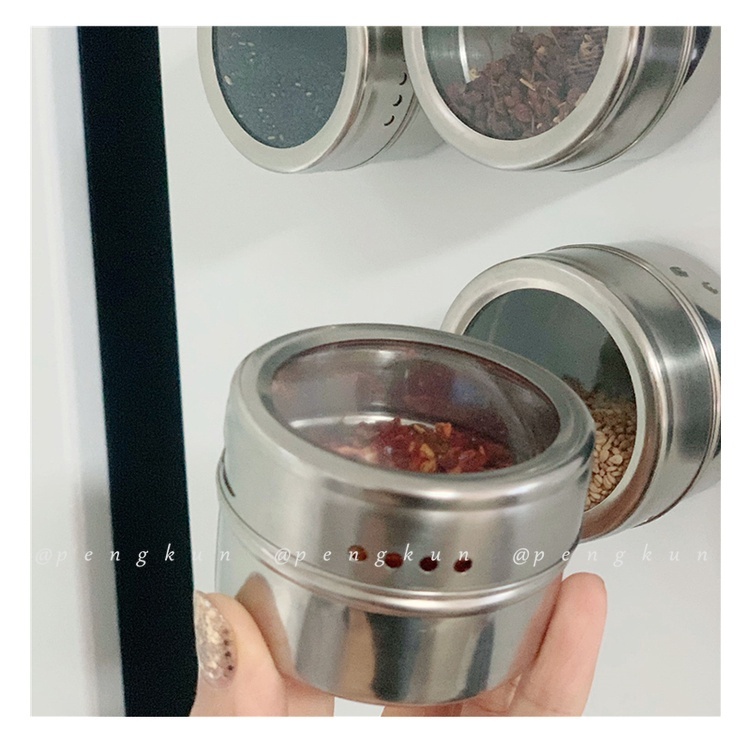 Hộp Đựng Gia Vị Từ Tính Bằng Thép Không Gỉ Đa Chức Năng Cho Nhà Bếp