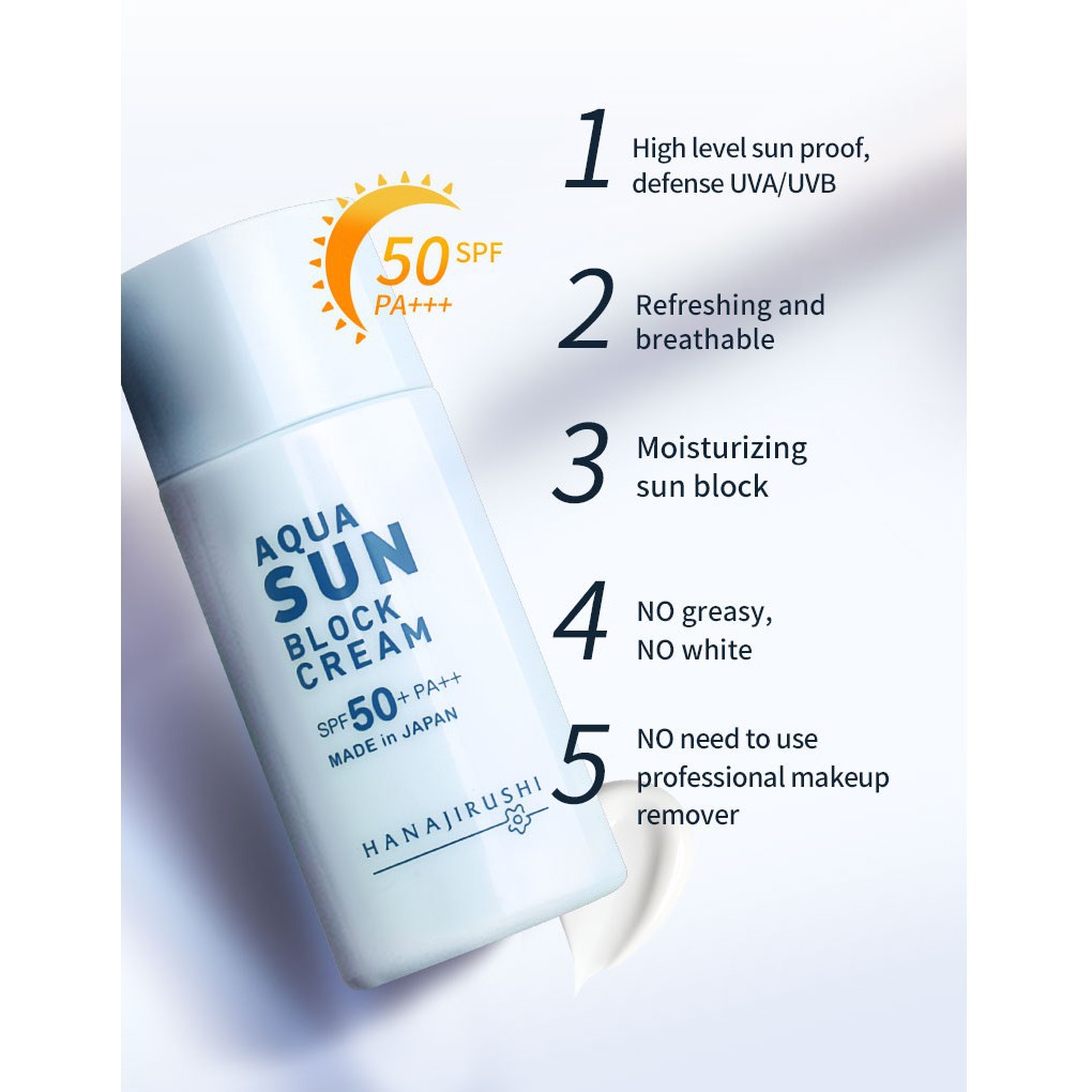 Kem Chống Nắng Hanajirushi Aqua Sun Block  SPF 50 + PA ++ Không Nhờn 55ml