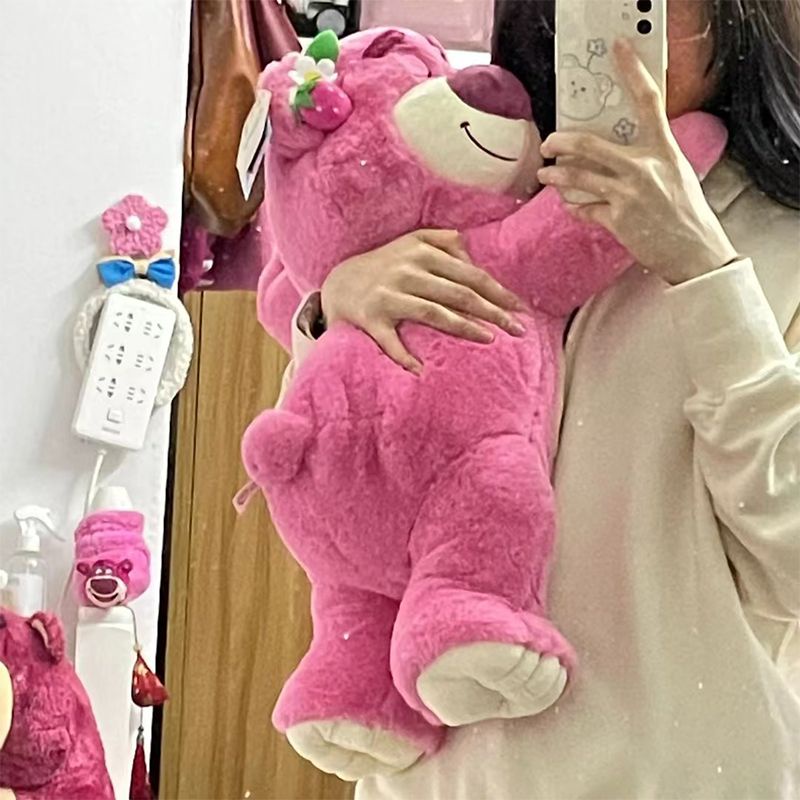 Gấu dâu tai dâu Lotso nằm ngủ chất bông cao cấp mềm mịn dễ thương