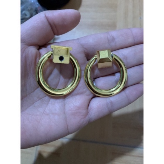 Tay nắm tròn mạ vàng lắp ngăn kéo tủ bếp, tủ áo, móc lào, tay nắm núm móc hình tròn