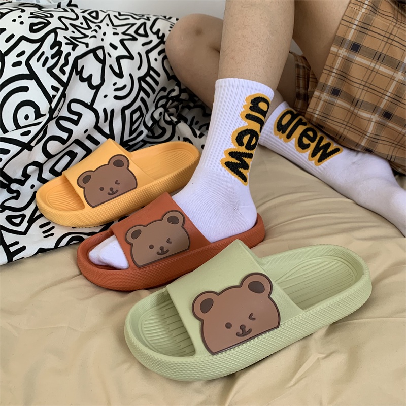 JY409- C3 GẤU NGANG- Dép bánh mì GẤU NGANG  đế dúc liền dễ thương nam nữ đầy màu sắc cực xinh, dép cặp đôi nam nữ