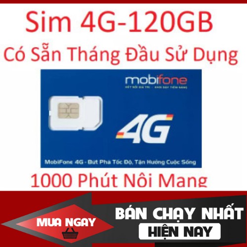 Sim 4G mobifone mỗi ngày 4GB 1000phút mobi 50 phút liên mạng