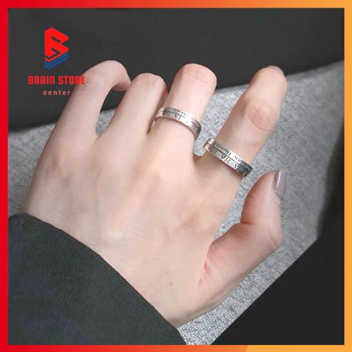 Nhẫn nam và nữ bằng thép không gỉ màu bạc / đen với mẫu số La Mã Nhẫn cặp đôi nhẫn màu bạc Nhẫn không gỉ mở vòng N05