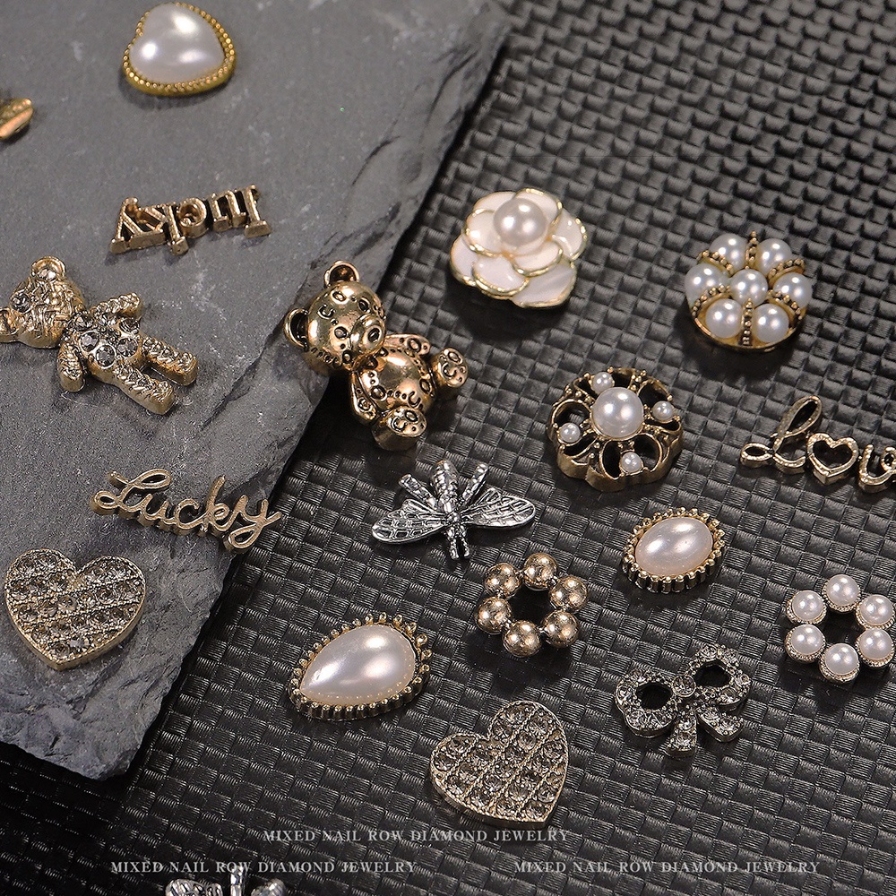Charm đính đá Zircon phong cách cổ điển, phụ kiện trang trí móng tay, hàng mới về 2022