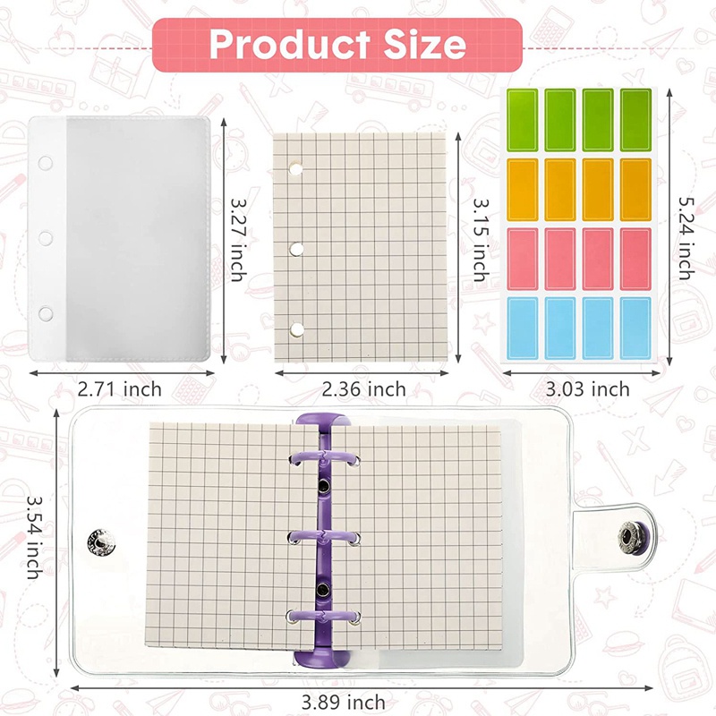 Bộ 5 Túi Đựng Giấy Trong Suốt Mini 3 Vòng Tiện Dụng