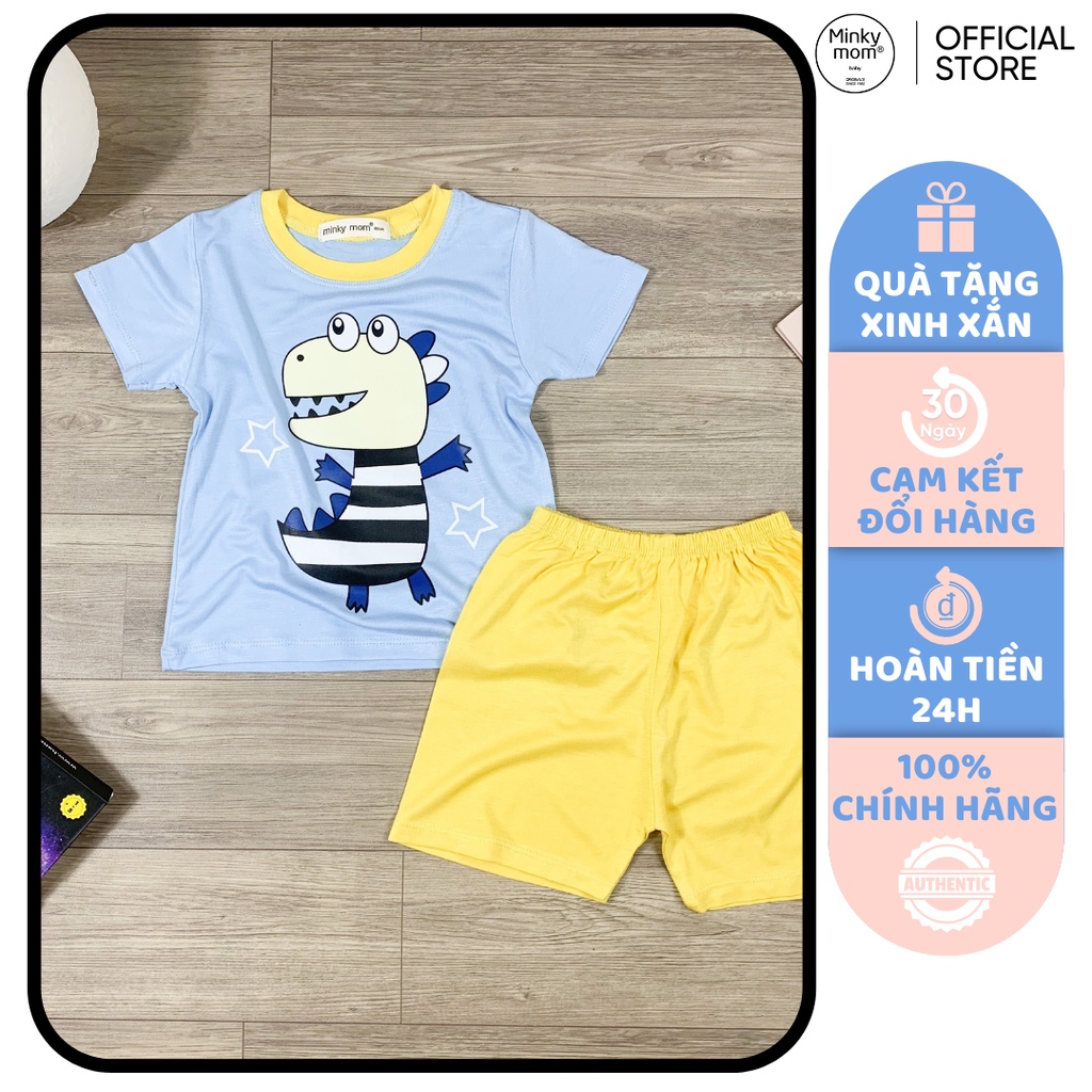 [SALE] Bộ Cộc Tay Cho Bé Trai, Bé Gái Minky Mom Vải Thun Lạnh Hoạ Tiết Hươu Cao Cổ,  Đồ Bộ Cho Bé Mặc Nhà MKM2227