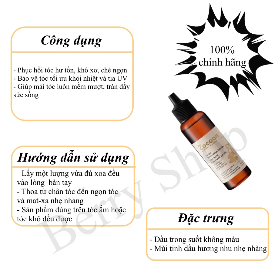 Serum dưỡng tóc Sachi Cocoon phục hồi tóc hư tổn, khô , xơ