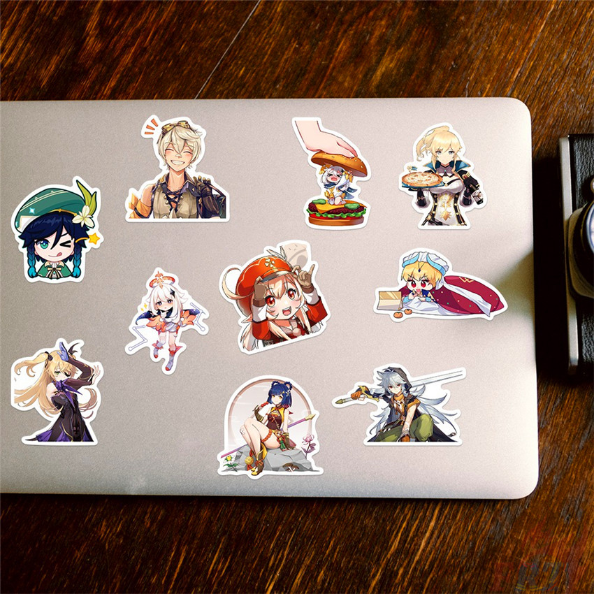 Set 100 nhãn dán Genshin Impact để trang trí vali/ máy tính xách tay/ ván trượt