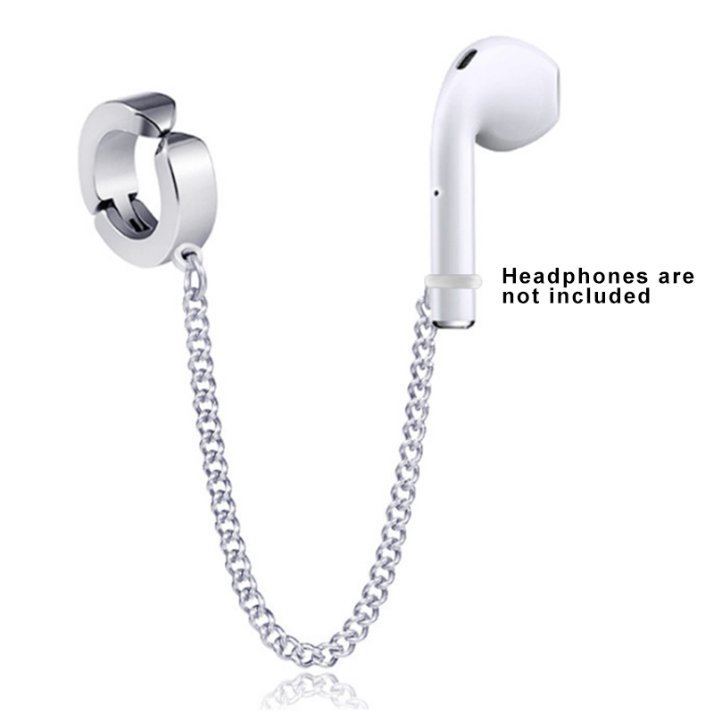 1 Khuyên chuỗi xích kẹp vành tai gắn tai nghe bluetooth chống thất lạc thời trang cho nam nữ