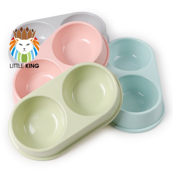Bát ăn đôi miệng tròn cao cấp cho chó mèo, thú cưng Little King pet shop, chất liệu nhựa PP nhiều màu sắc