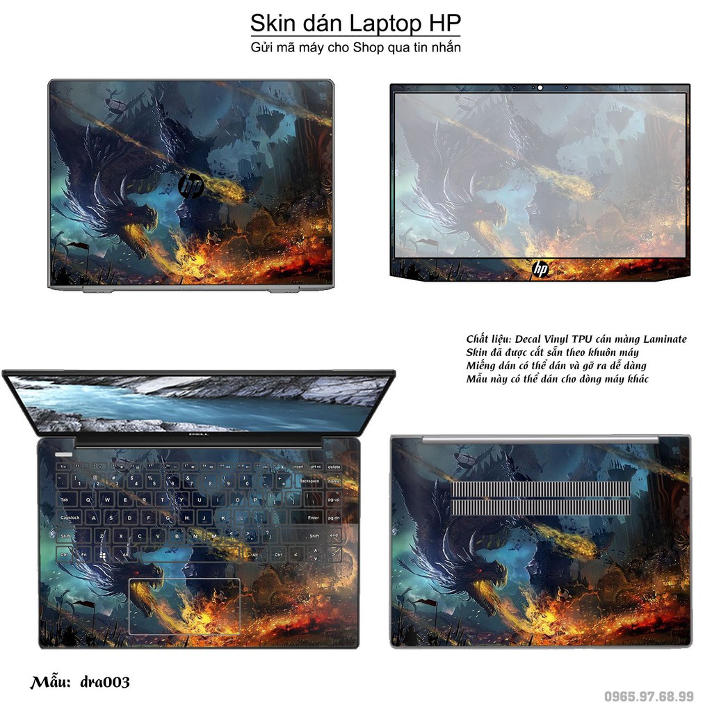 Skin dán Laptop HP in hình rồng (inbox mã máy cho Shop)