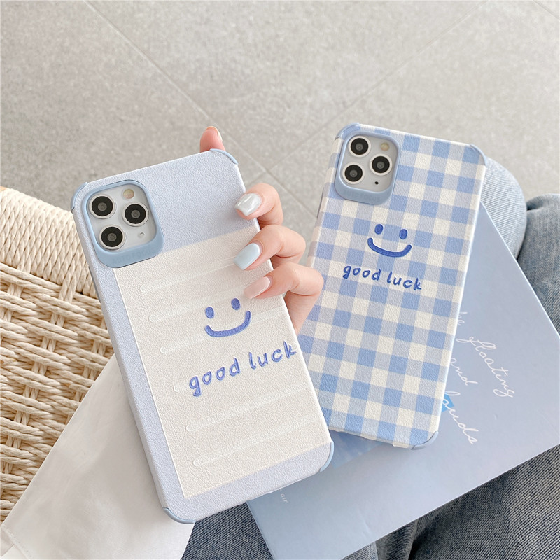 ốp iphone 11 12 Pro Max 12 Pro XS Max i7 i8 hình mặt cười hình vuông màu xanh shin case