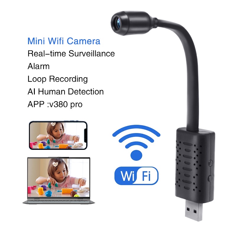 Camera Giám Sát wifi mini usb full hd 720p p2p cctv v380 pro