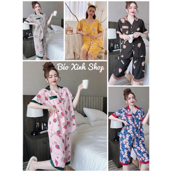 [Mã SKAMFSW175 giảm 10K đơn 50K] Đồ Ngủ Lửng 55-100kgBigsize Cao Cấp Kiểu Dáng Đẹp Vải Lụa Nhật Lạnh Mặc Cực Thích