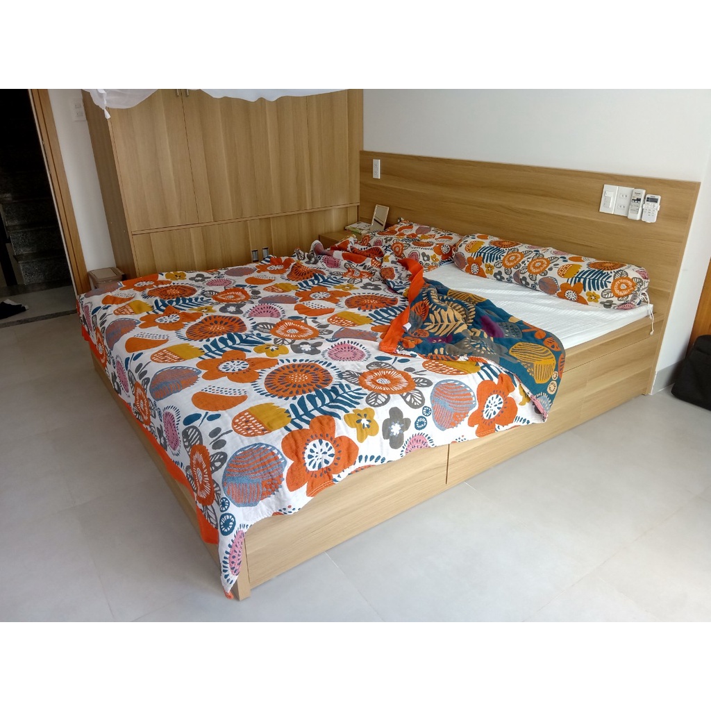 N9_Set Chăn Ga Gối vải Xô Organic cotton dòng cao cấp