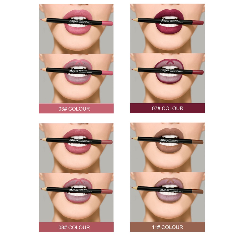TUSHIKA Chì Kẻ Viền Môi 12 Màu Sắc Chống Thấm Nước Lâu Trôi | BigBuy360 - bigbuy360.vn