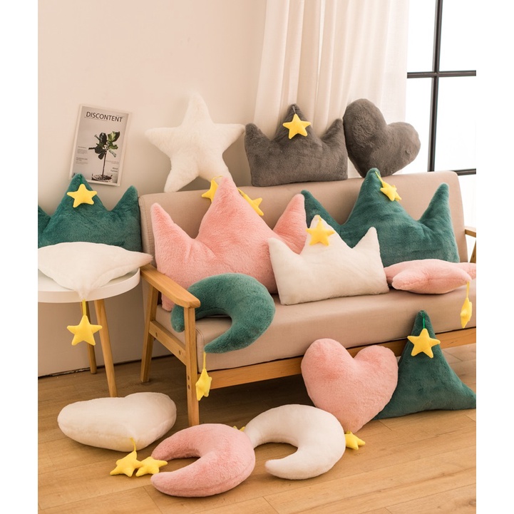 Order | Set 5 gối sofa phong cách bắc âu: mặt trăng, ngôi sao, trái tim, vương miện, tam giác