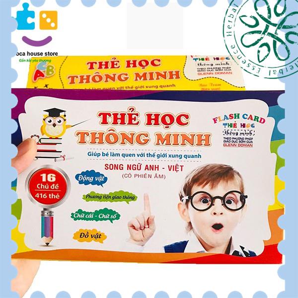 Bộ thẻ học thông minh, thẻ flashcard cho bé, thẻ hình con vật, chữ cái cho bé 1, 2, 3, 4, 5 tuổi với 416 thẻ