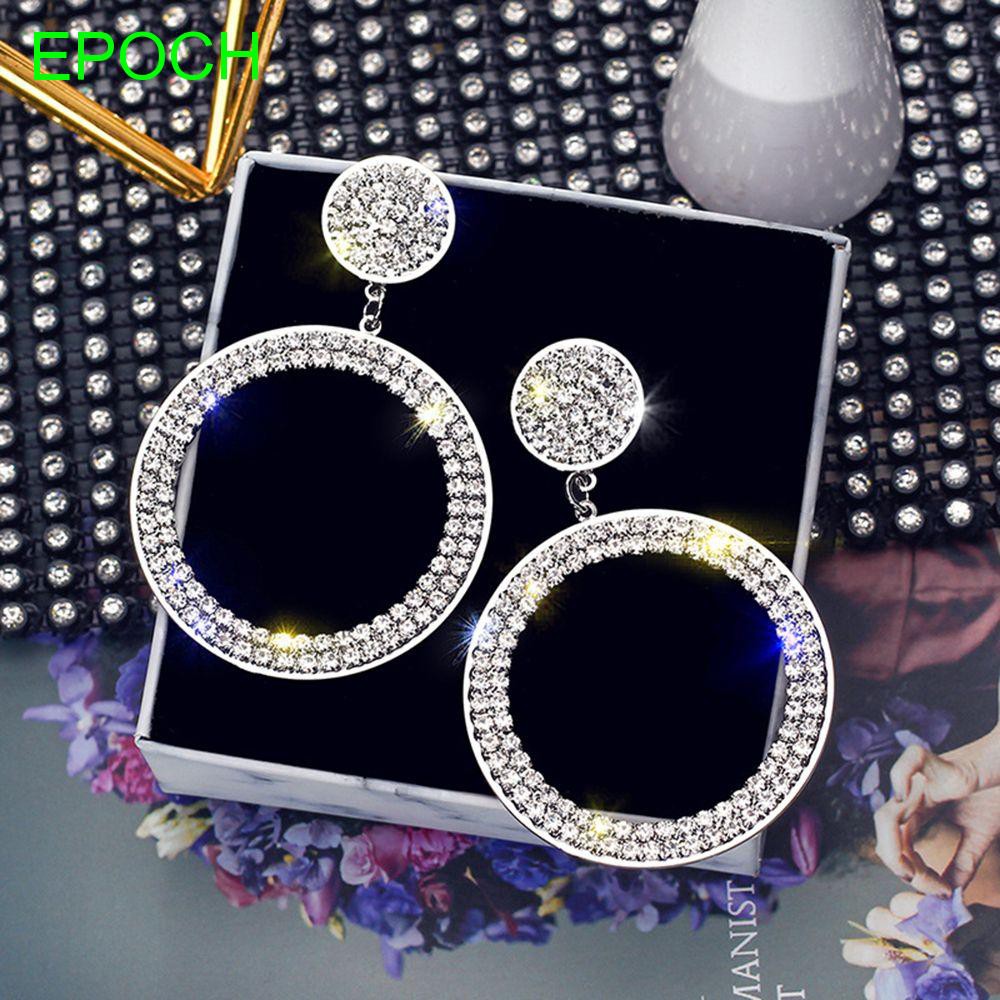 Hoa tai mặt hình tròn đính đá lấp lánh