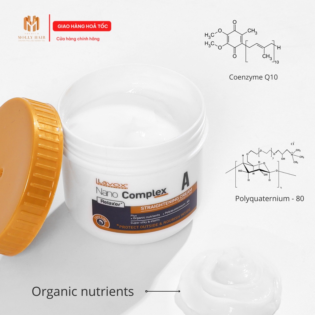 Thuốc duỗi tóc phục hồi tại nhà MollyHair Nano Complex phá mái bò liếm, duỗi tóc mái xoăn tự nhiên tặng bao tay