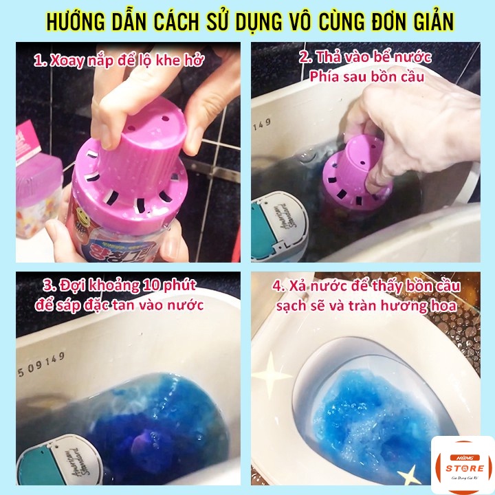 Thả Bồn Cầu, Lọ Thả Bồn Khử Mùi Hanvit Diệt Khuẩn, Hương Hoa Hàn Quốc Chung Blue 180gr