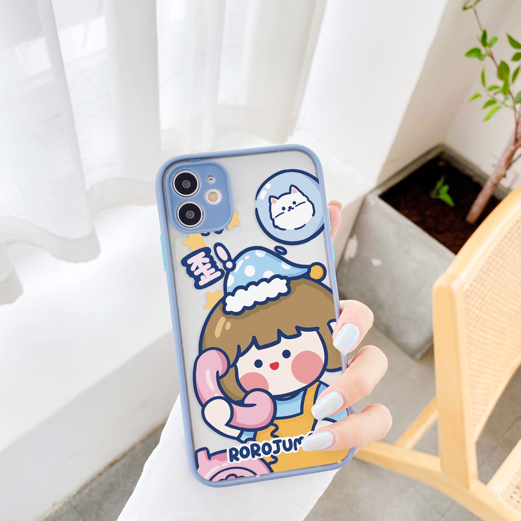 Ốp lưng iphone Roro Couple nhám viền nổi cong 5/5s/6/6plus/6s/6splus/7/7plus/8/8plus/x/xr/xs/11/12/pro/max/plus/promax | BigBuy360 - bigbuy360.vn