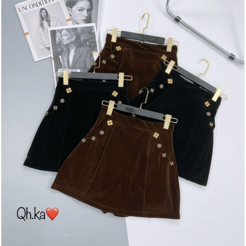 Chân váy nhung khuy hoa hàng QCL1 | BigBuy360 - bigbuy360.vn