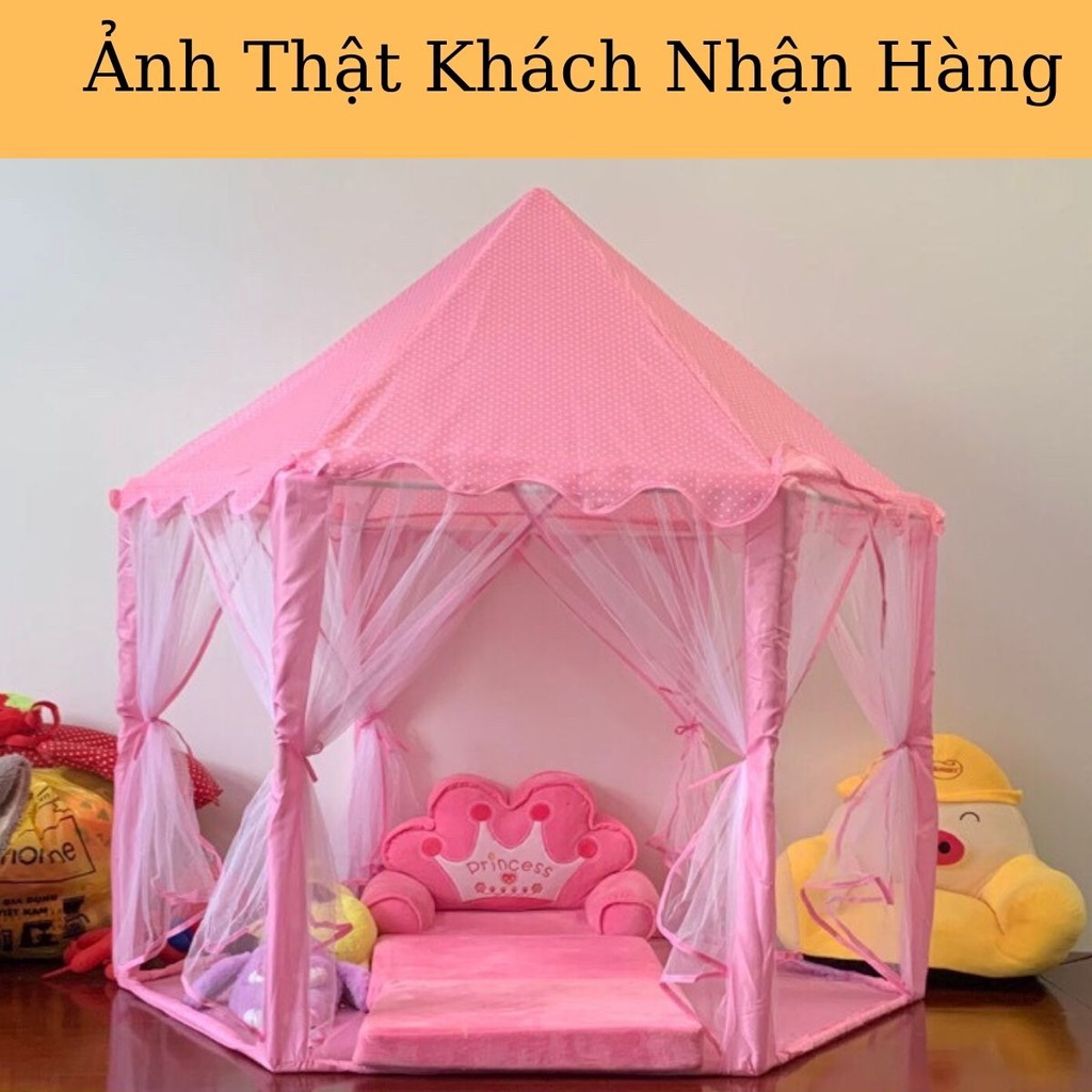 Lều Công Chúa Cho Bé Kiểu Dáng Lục Giác Hàn Quốc Có Rèm Che [Đèn Hoa Tuyết Dài 4m