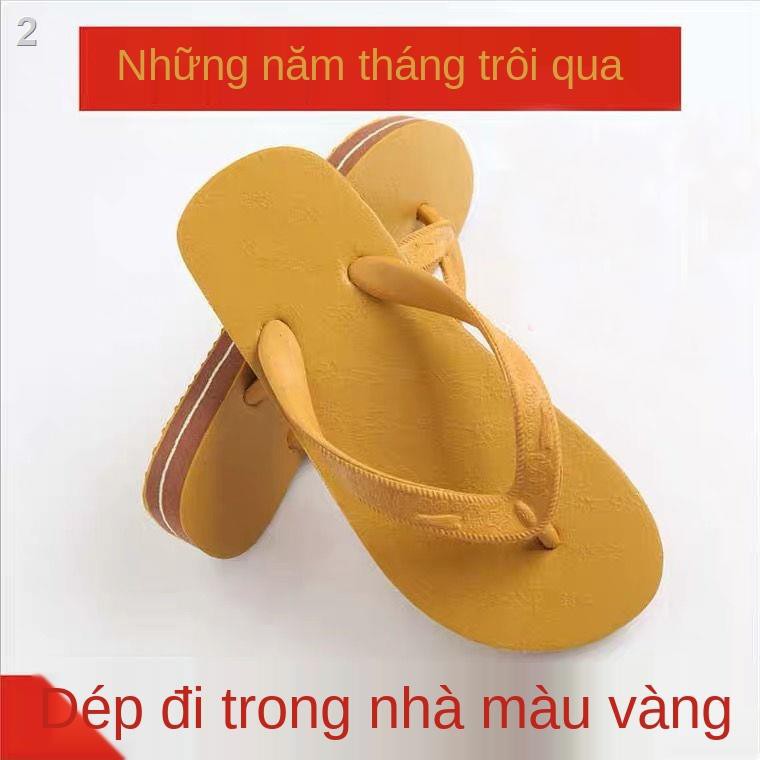 Thái Lan Xăng đan xỏ ngón chống trượt Xingma nam Dép đế dày cao su dành cho Giày phong cách cổ điển màu vàng