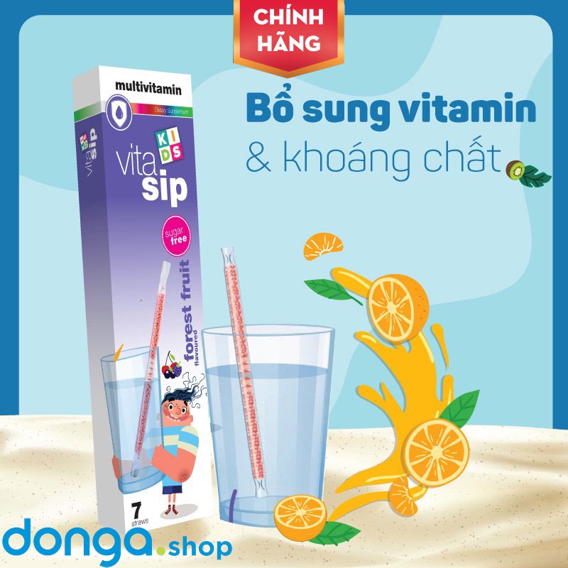 Vitasip - Multi Vitamin bổ sung 14 vitamin và khoáng chất thiết yếu hỗ trợ tăng cường sức khỏe - Vị hoa quả nhiệt đới