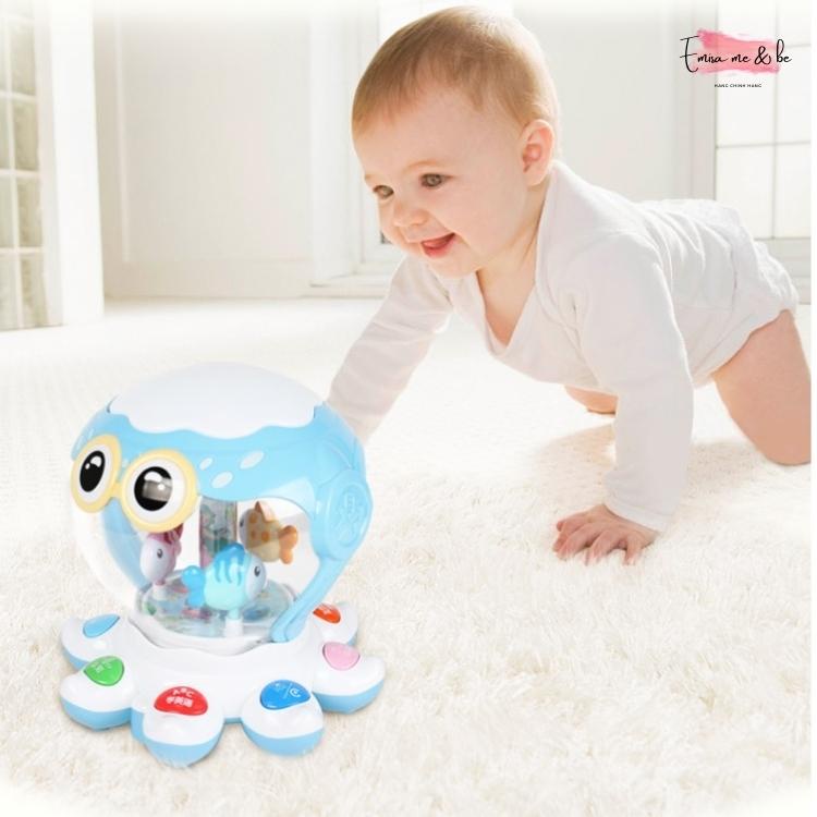 Đồ chơi cho bé bạch tuộc biết đi phát nhạc, có đèn bạch tuộc robot thông minh hàng cao cấp
