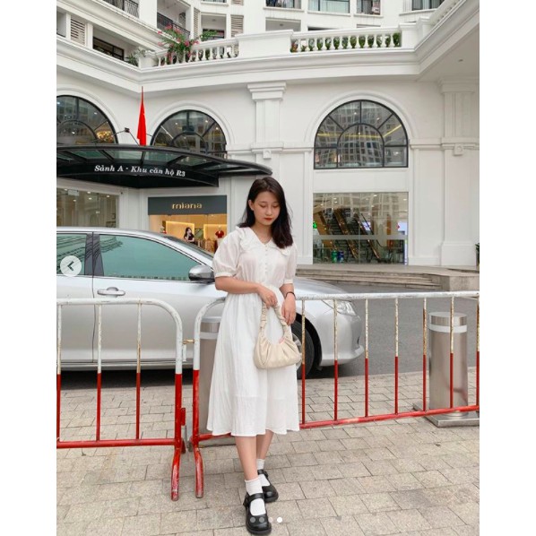 NEEhouse đầm váy trắng dài trẻ trung kiểu dáng Hàn Quốc mới nhất 2020 Designed by Korea