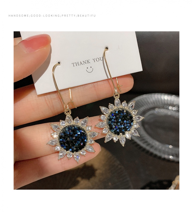 Đôi bông tai hình hoa hướng dương đính đá thời trang cho nữ