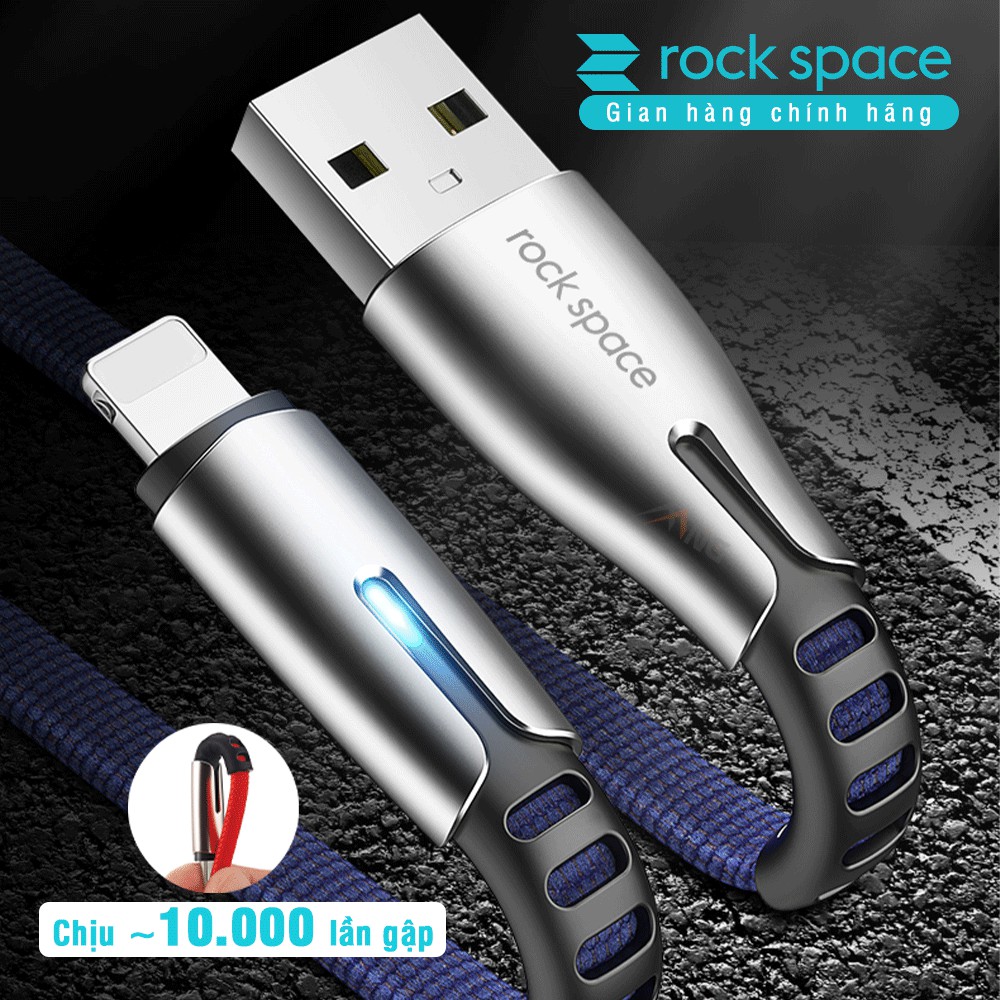 Dây sạc iphone chính hãng Rockspace M2 chuẩn lightning sạc nhanh ổn định có đèn led bảo hành 1 năm