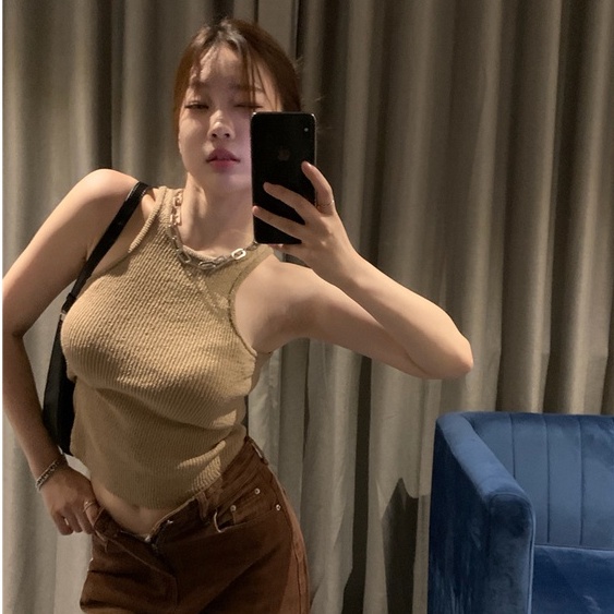 Áo Dệt Kim Không Tay Dáng Ôm Thời Trang Hàn Quốc Dành Cho Nữ