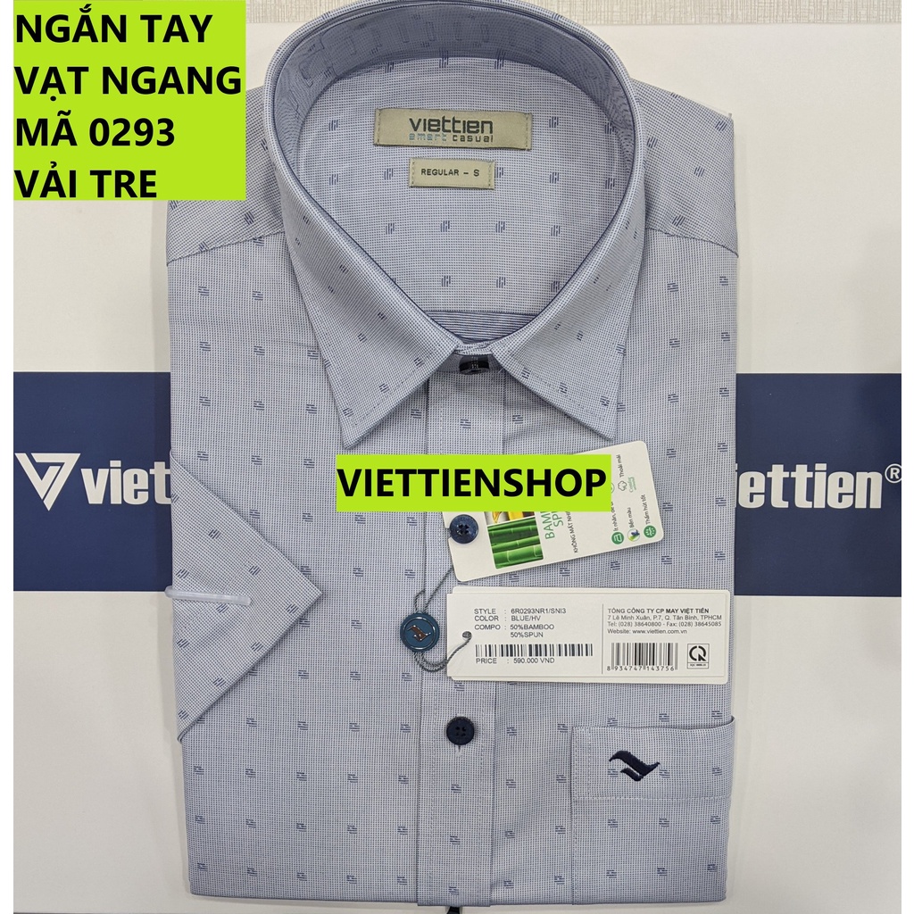 (0293 Sn) ÁO SƠ MI VIỆT TIẾN NGẮN TAY VẠT NGANG VẢI TRE
