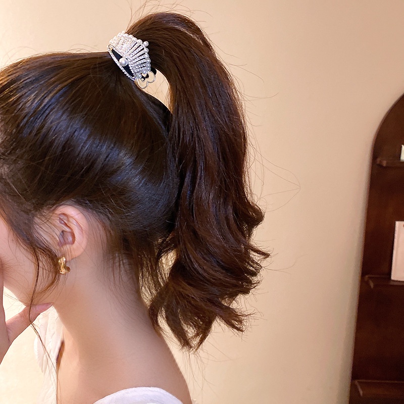 Kẹp Tóc Hình Vương Miện Đính Ngọc Trai Nhân Tạo Thời Trang